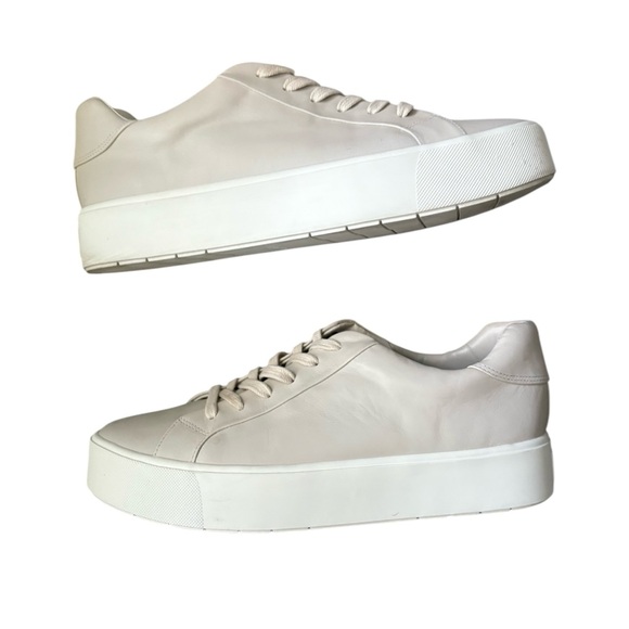Vince Benfield Leather Platform Sneakers Off White Size 10